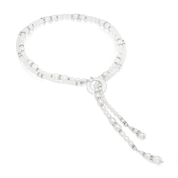Diamonds and Pearls halskjede i ferskvannsvannsperler og Swarovski krystaller fra Deberitz.