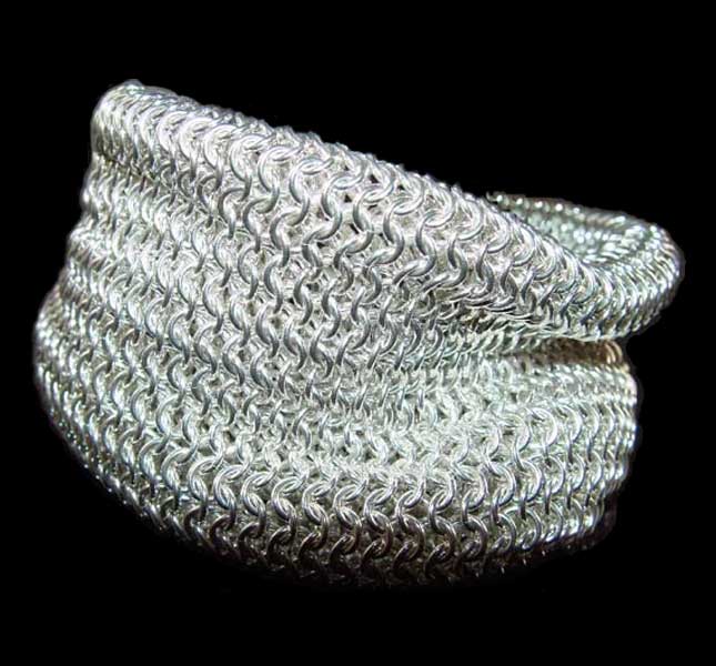 Mesh silver bracelet.