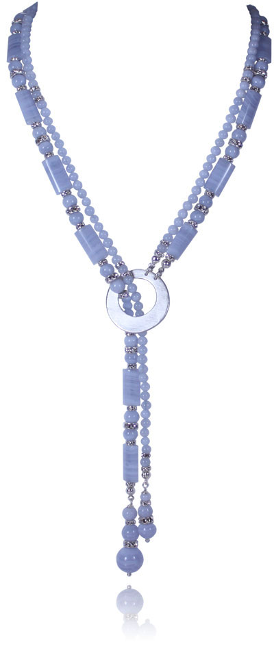 Blue lace necklace by Deberitz.